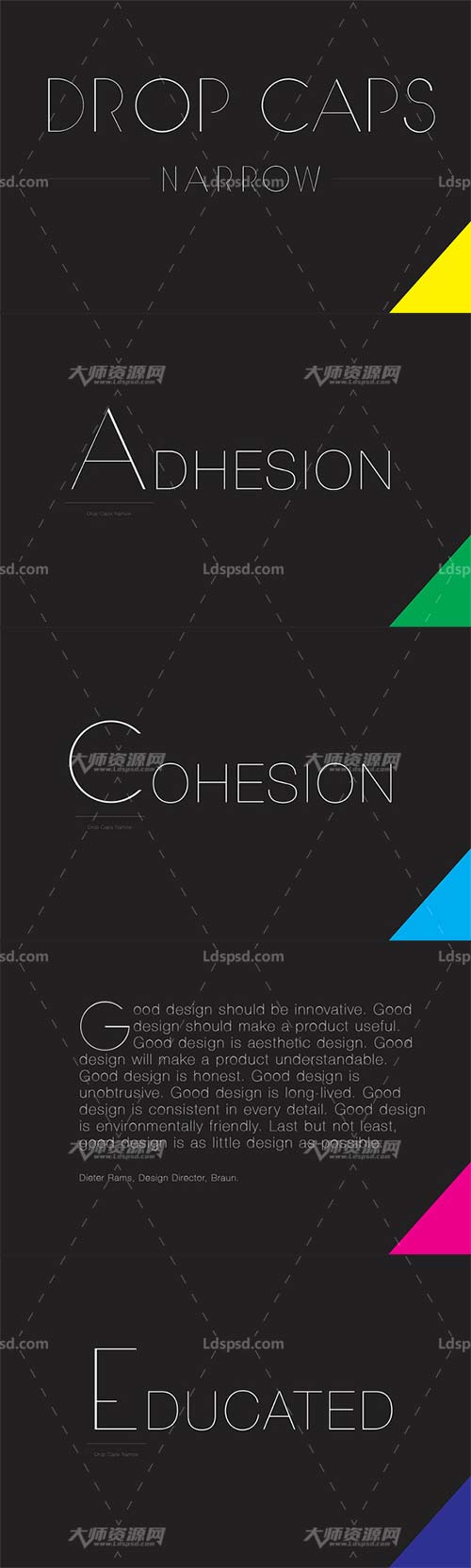 DROP CAPS NARROW,时尚漂亮的英文锐线字体